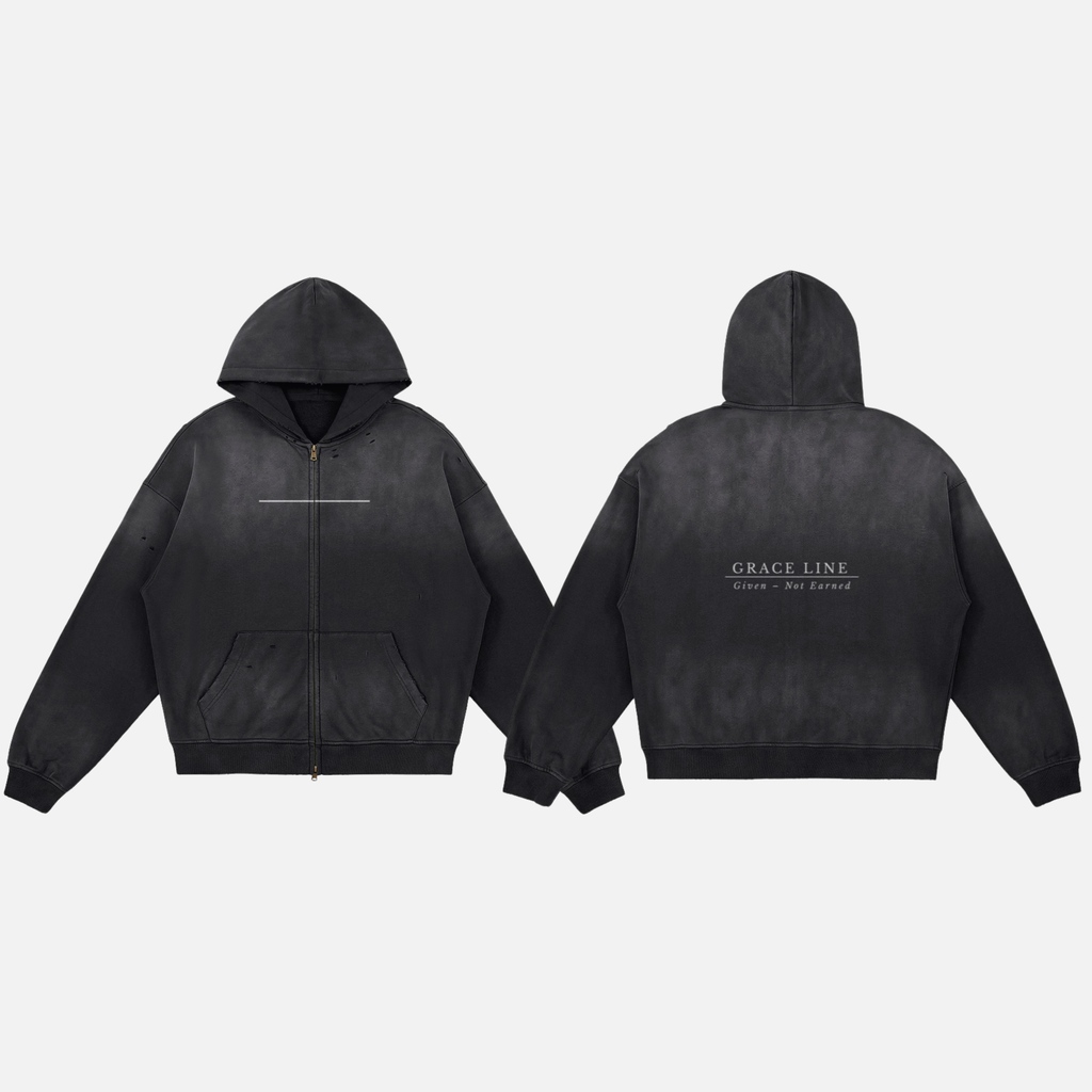 Foundation Full-Zip Hoodie — 440gsm Sun Faded Distressed